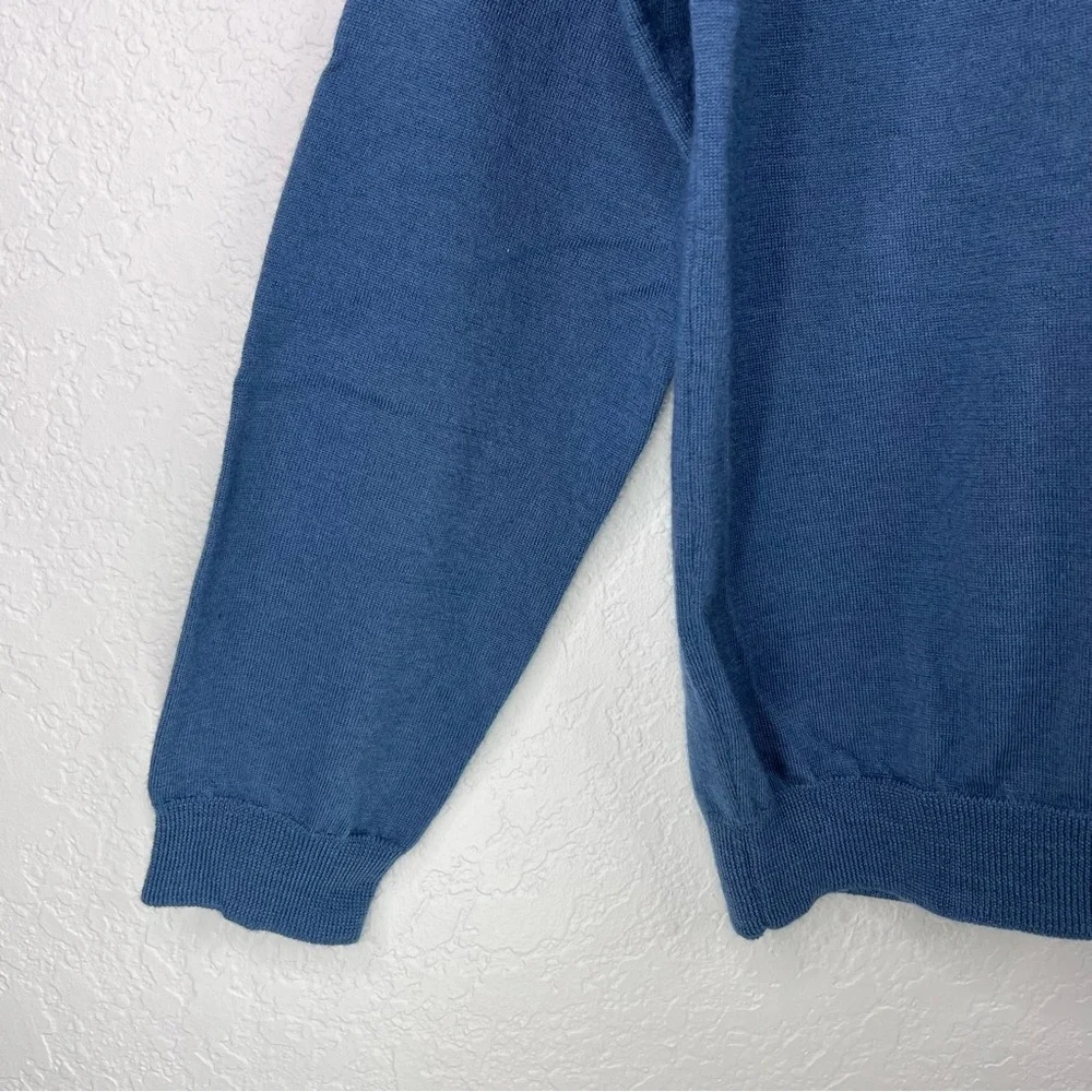 J. CREW Men’s Heather Blue 100% Merino Wool V-Neck Pullover Sweater XL